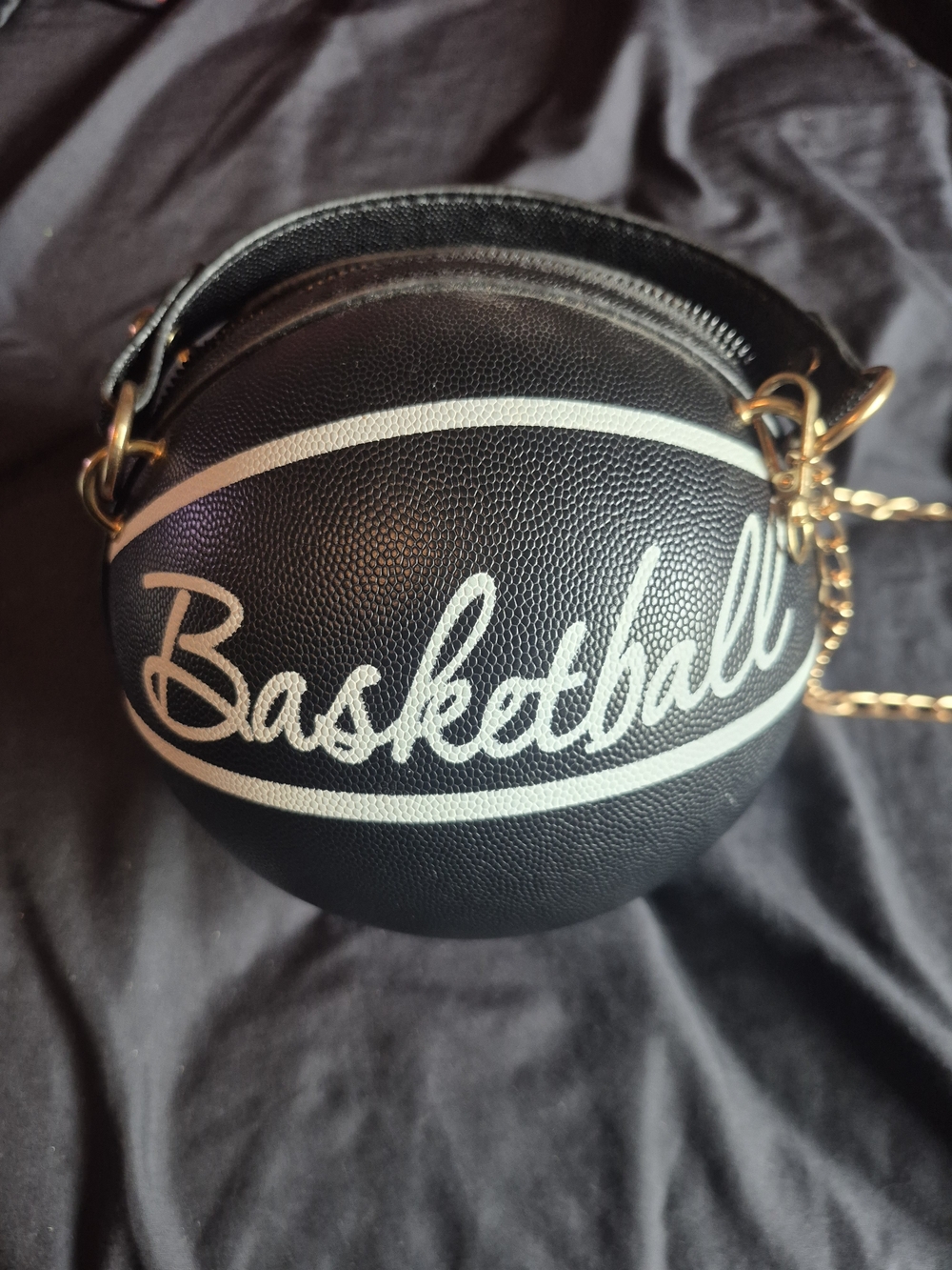 Black Mini-Basketball Crossbody Bag